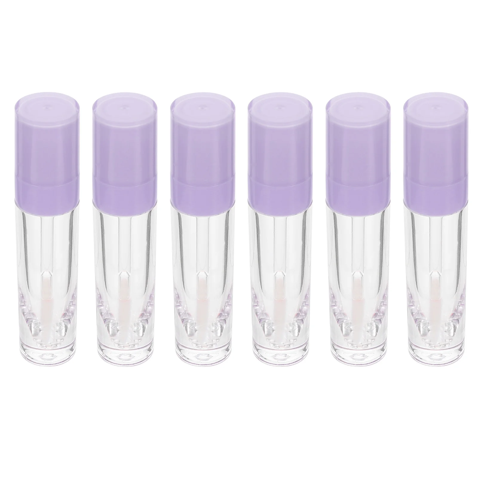 

6pcs Clear Empty Gloss Tubes Refillable Lip Balm Containers For Diy Lip Color Gradient Round Glaze Hollow Tubes Durable Portable