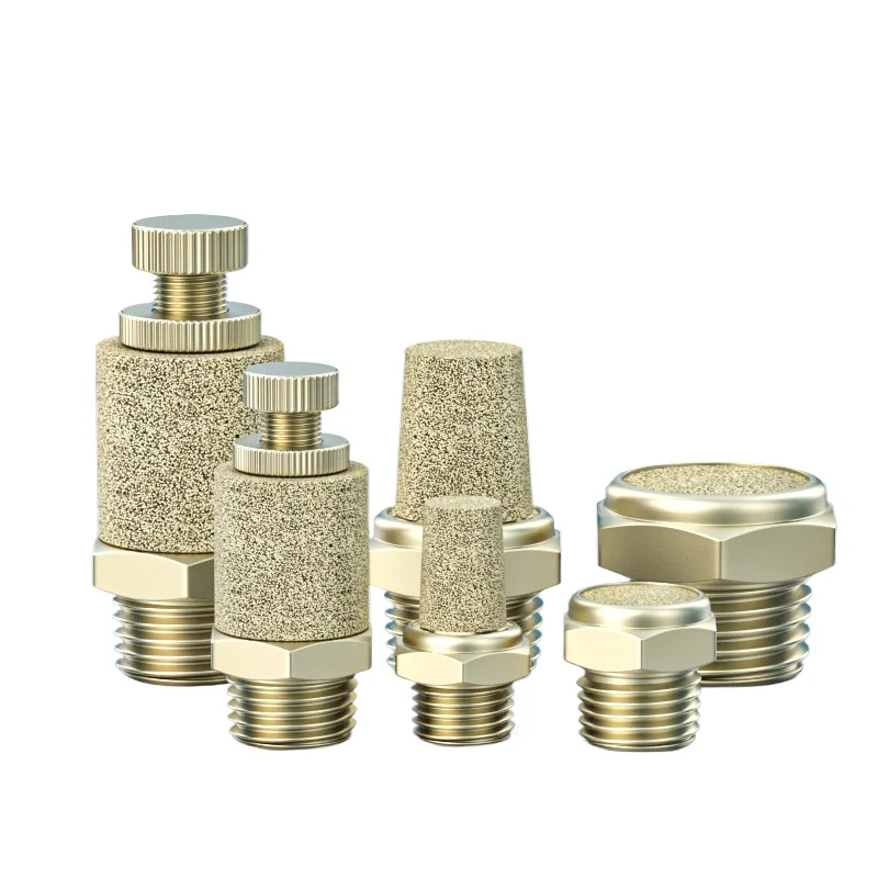 Pneumatic Copper Muffler BSL-01/02/03/04/06, Flat Head Throttle Long Type for Air Compressor