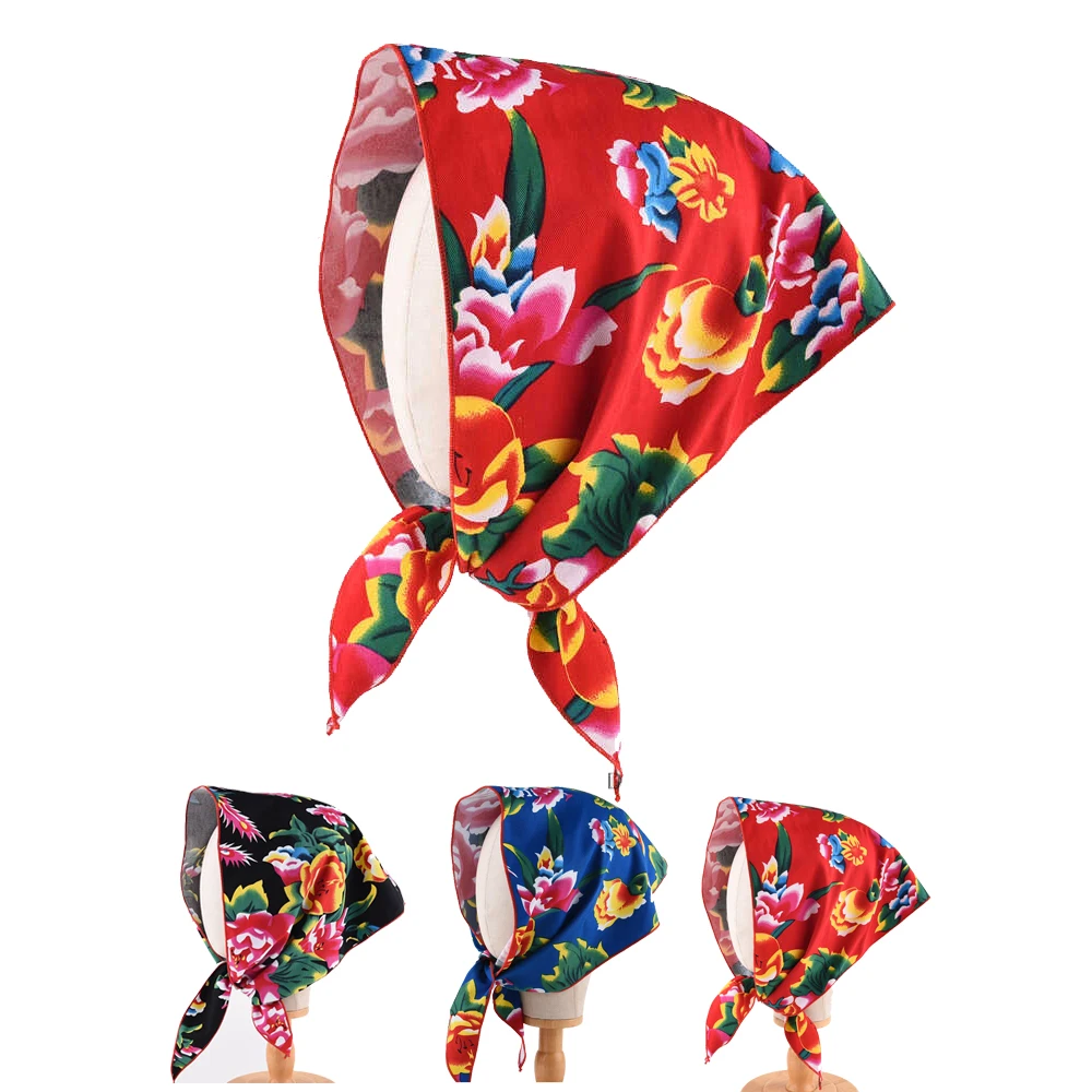 شمال شرق زهرة كبيرة الثلاثي الحجاب أداء الملحقات كبيرة القطن مربع وشاح الرجعية العرقية نمط حقيبة عقال