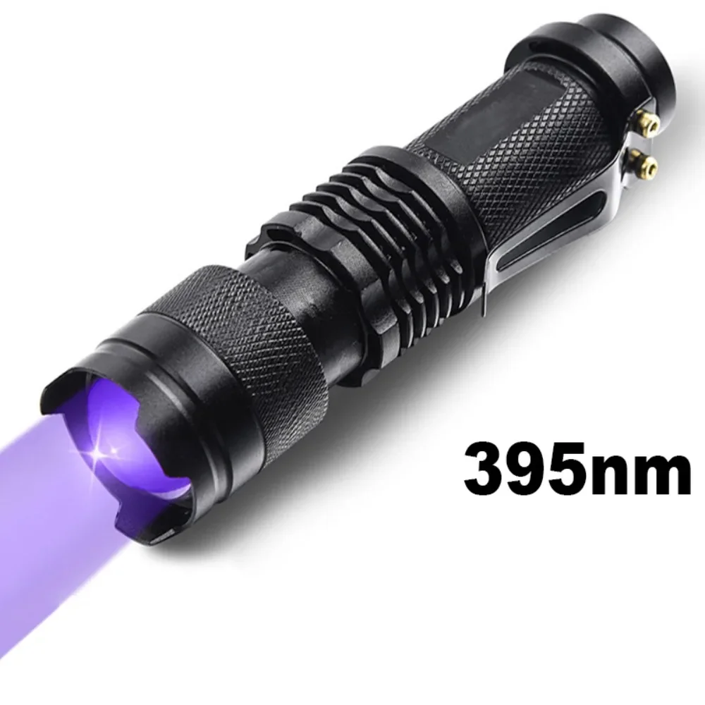 Zoom UV Flashlight LED Ultraviolet Torch Mini Ultra Violet Lights Inspection Lamp Pet Urine Stain Detector Tools 395 365nm