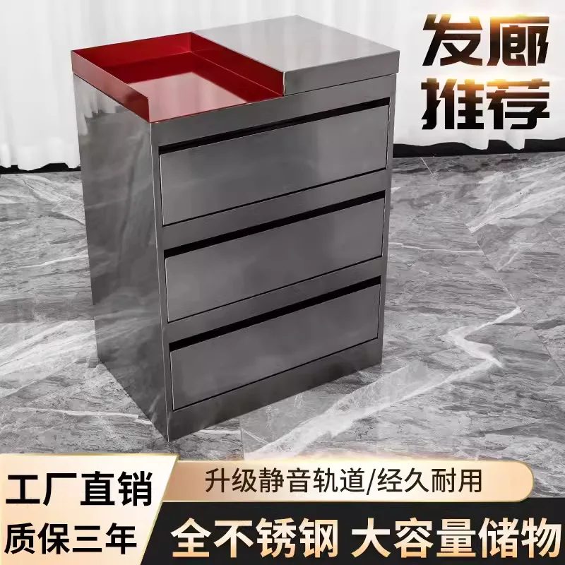 Hair Salon Tool Desk Hair Salon Stainless Steel Drawer Storage Cabinet Hair Cutting Locker Barber Shop Work Cabinet