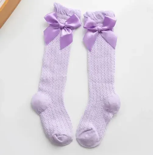 0-3T Newborn Baby Girl Bowknot Middle Tube Socks Bow Knee High Long Cotton Lace Baby Socks Comfortable Children Princess socks