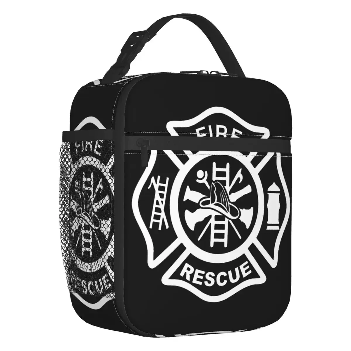 

Fire Rescue Firefighter Insulated Lunch Bag for Outdoor Picnic Waterproof Thermal Cooler Lunch Box Women Kids