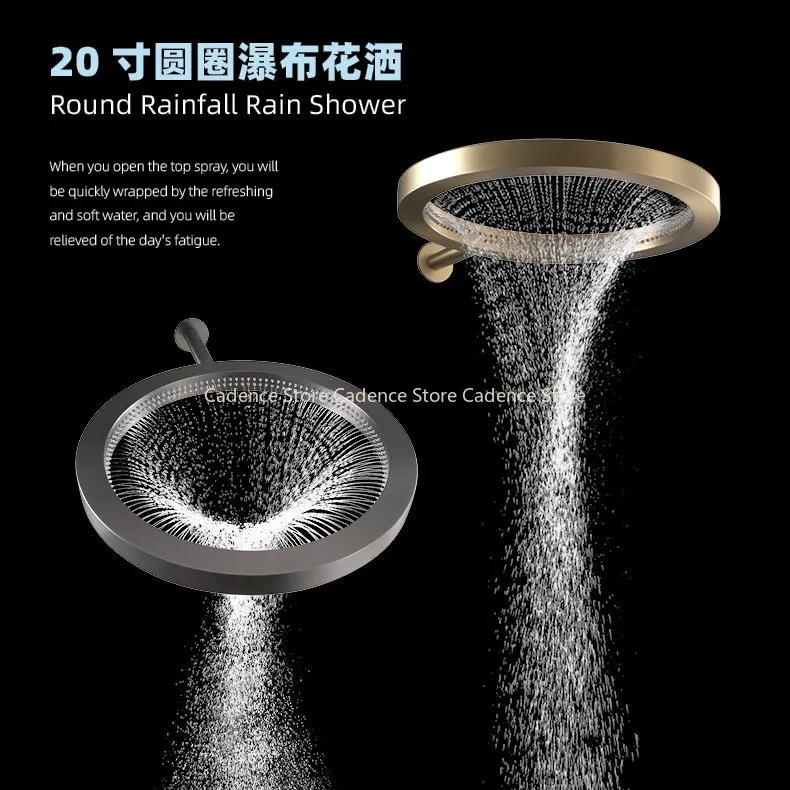 

Gold/Black/Gray Round Ring Concealed Shower System Rain Waterfall Bathroom Embedded Shower Faucet Set with Tub Spout
