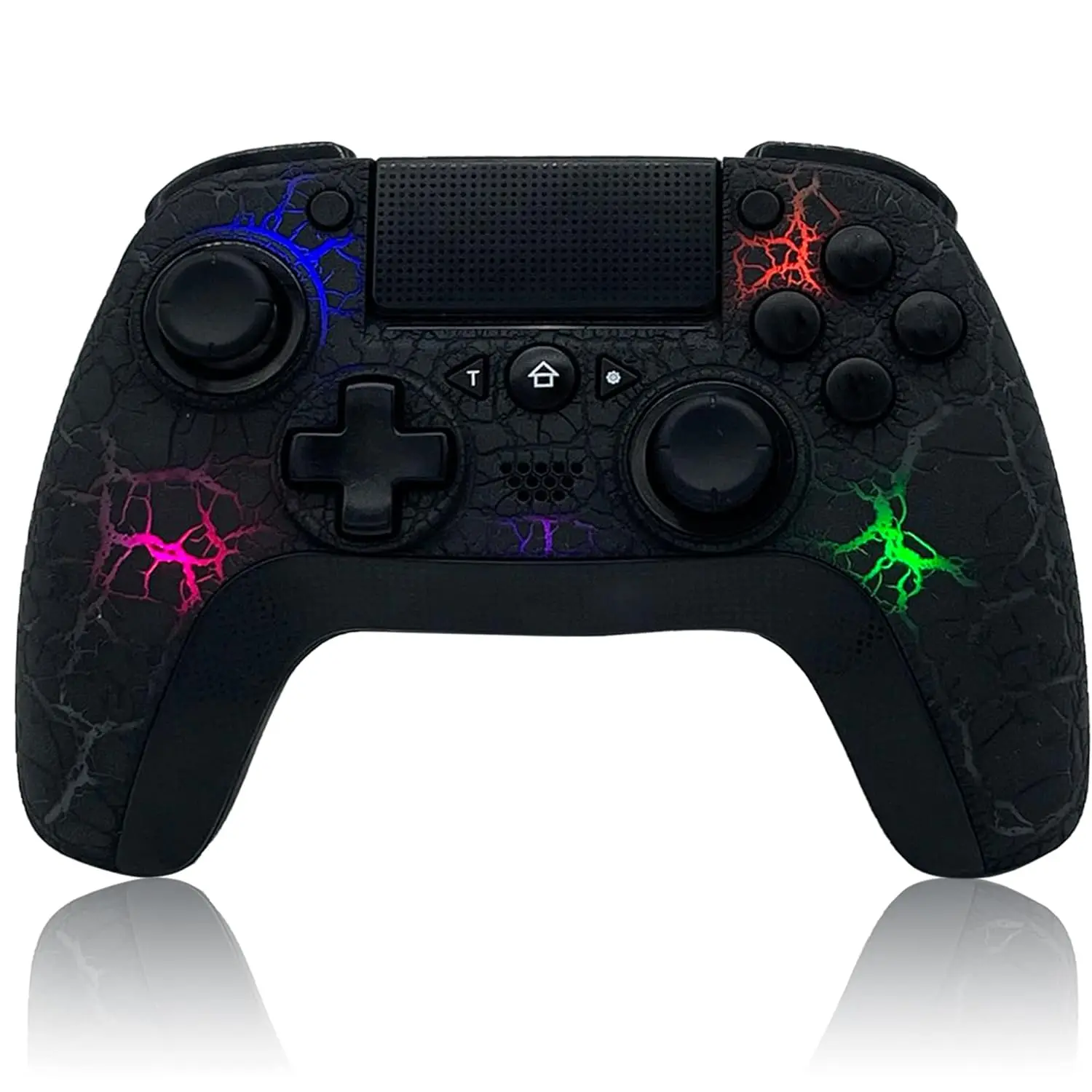 

TJPD Wireless Game Controller for PS4/PS3/PC with 2 Programmable Back Buttons/Crack RGB design/Turbo/Gyro/HD Dual Vibration