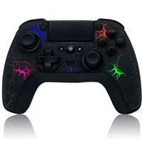 TJPD Wireless Game Controller for PS4/PS3/PC with 2 Programmable Back Buttons/Crack RGB design/Turbo/Gyro/HD Dual Vibration
