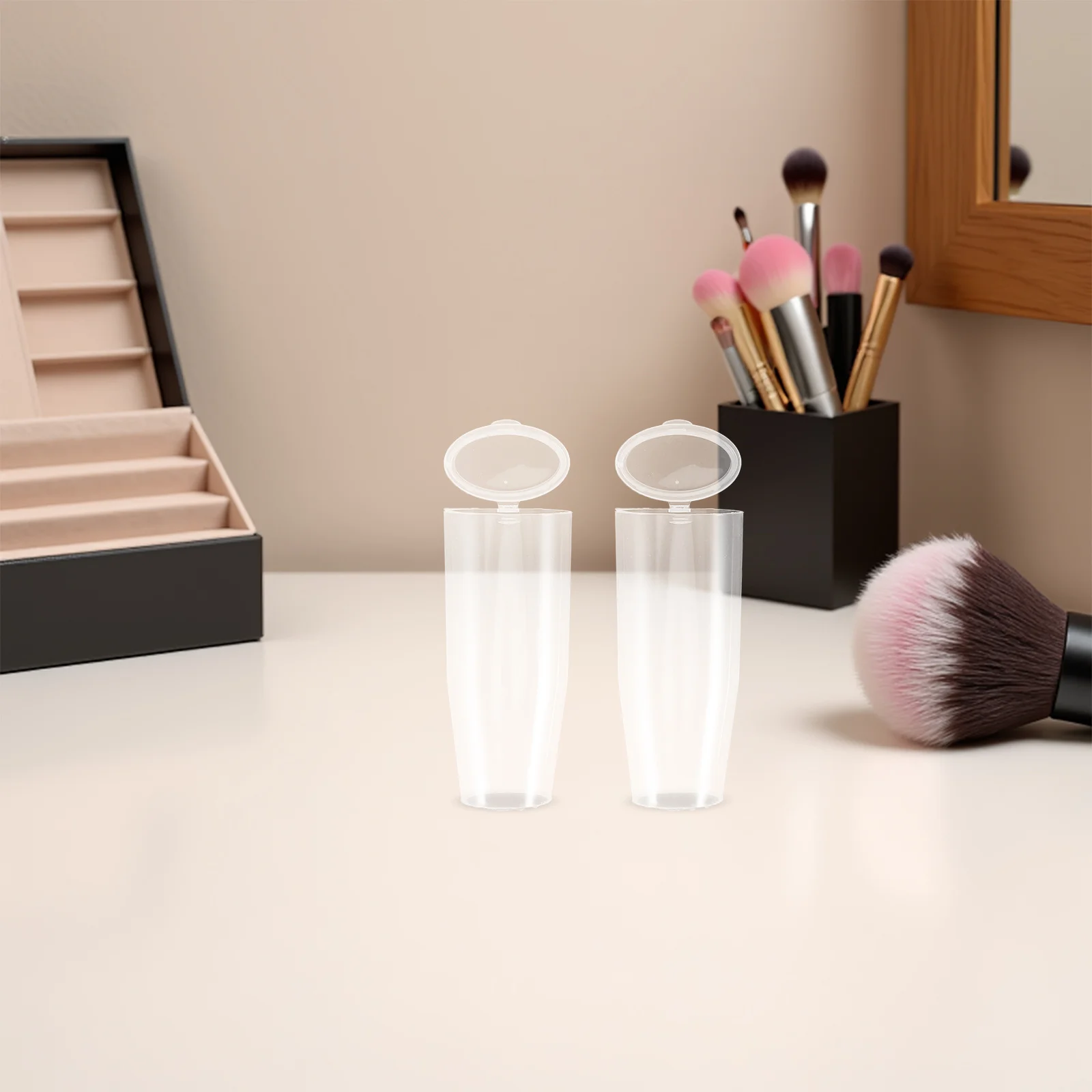 

10pcs Makeup Brush Protective Covers Transparent Brush Caps Dustproof Travel Storage Guards For Foundation Eye Shadow