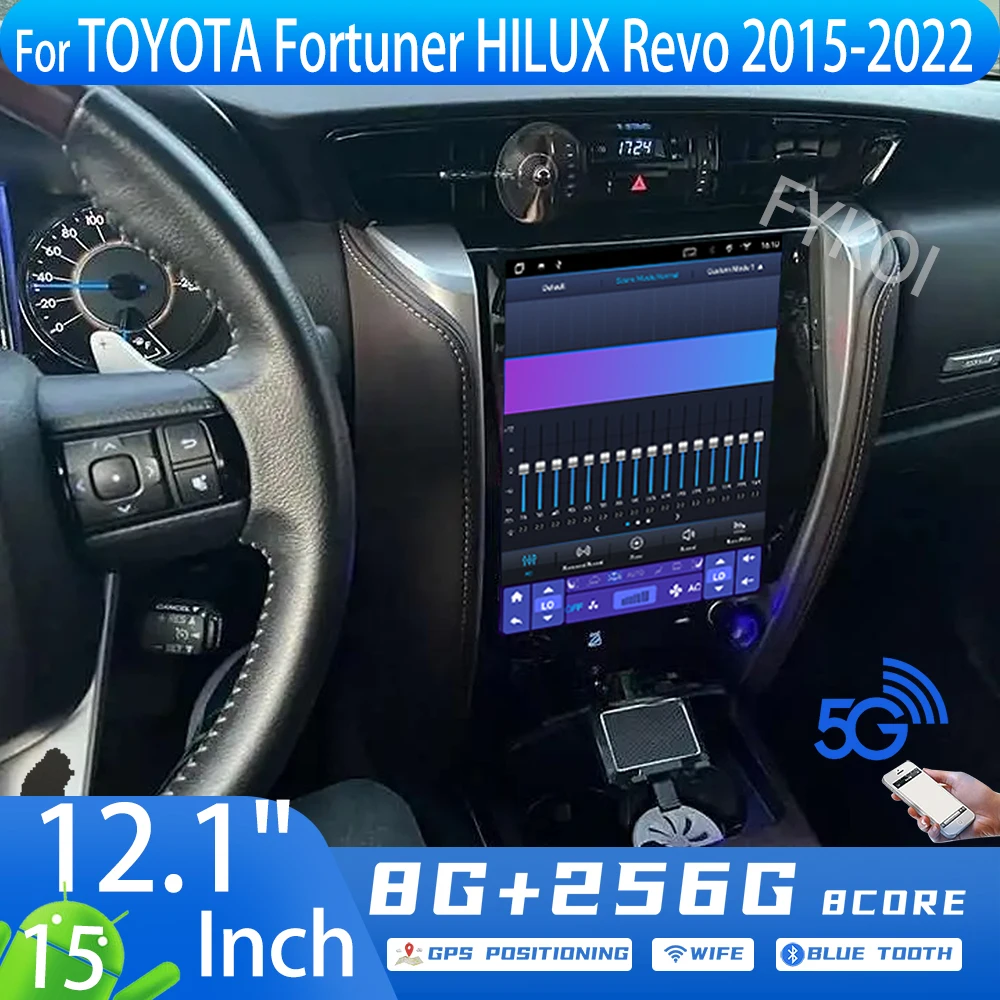 

12.1inch For TOYOTA Fortuner HILUX Revo 2015-2022 Car Intelligent Systems Android 15 Carplay Auto Wirreless Bluetooth 4G FM WIFI