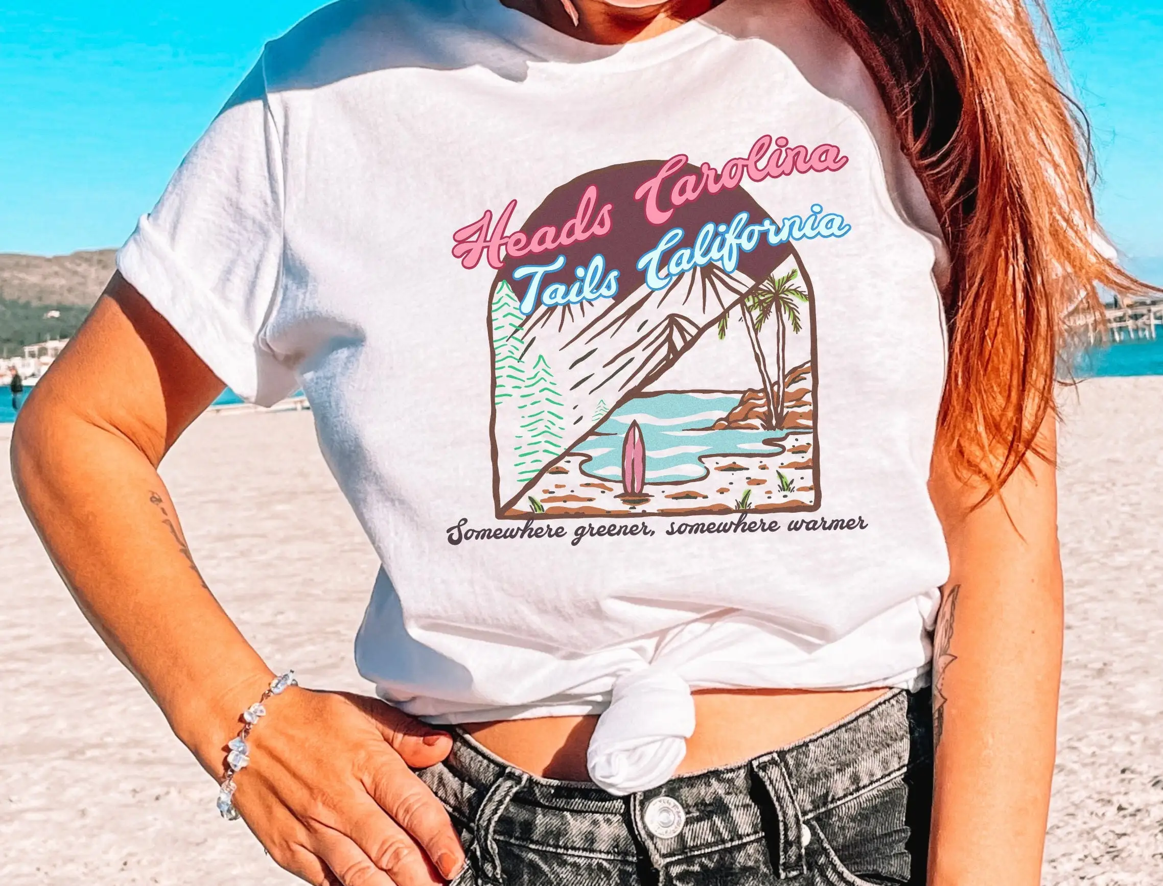 Heads Carolina Tails California T Shirt Summer Jo Dee Messina Country Artist Concert