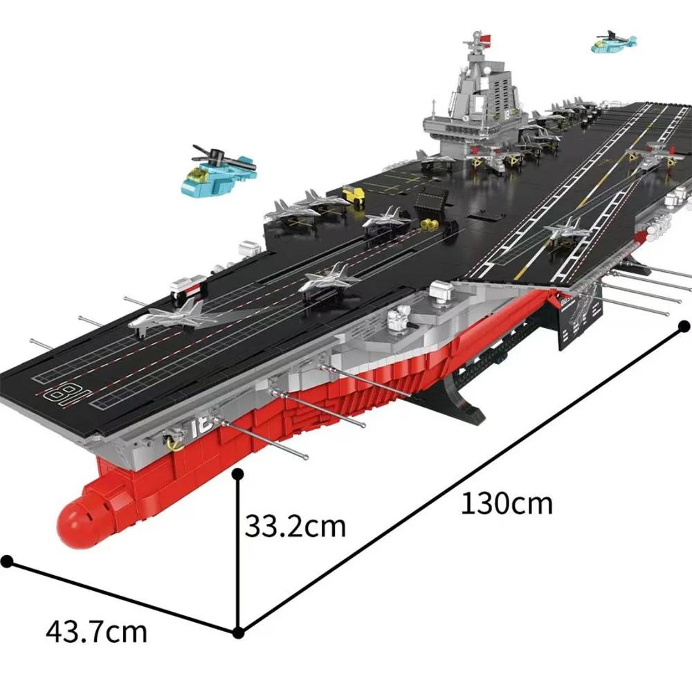 Technic world wars II Aircraft Carrier Model Building Blocks MOC 20313 Modern Military Bricks with light Toy Kids Boys Gift