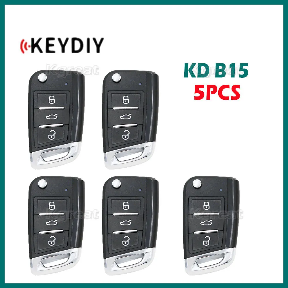 5pcs KD B15 Universal Remote Key 3 Buttons for Volkswagen Style Keydiy B Series Car Key for KD900 Kd-x2 KD Mini Key Programmer