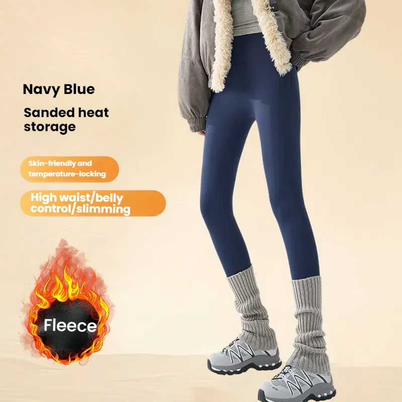 Damen-Yogahose mit Fleece-Futter, hohe Taille, Bauchkontrolle, Thermo-Leggings, keine Vordernaht, Outdoor-Leggings, warme Winter-Fleece-Strumpfhose