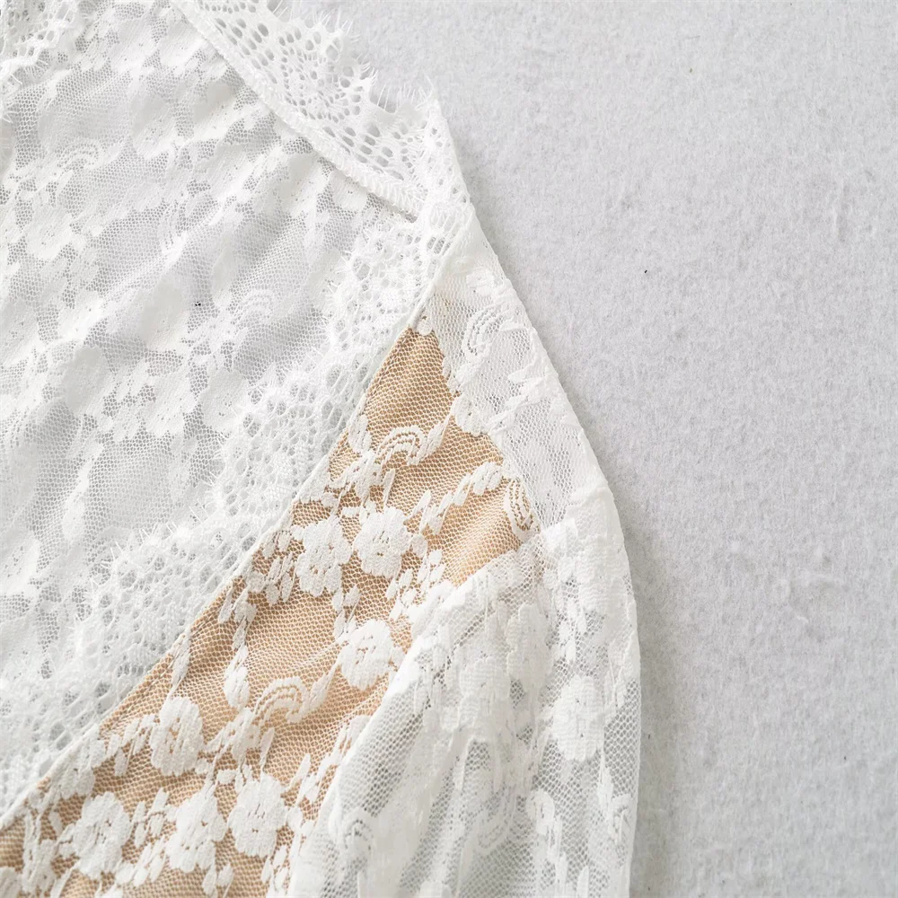 الصيف المرأة الجديدة الكورية نمط فتاة حار الدانتيل مايكرو شفافة الشكل التخسيس تنوعا الربط منتصف الأكمام تي شيرت برقبة على شكل v