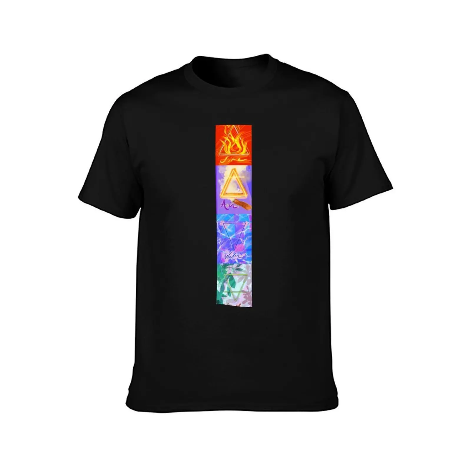 Quadratic Elemental Balance T-Shirt, Summer Casual Cotton Tee, Oversized Streetwear Tops, Vintage Graphic Print, 100% Cotton