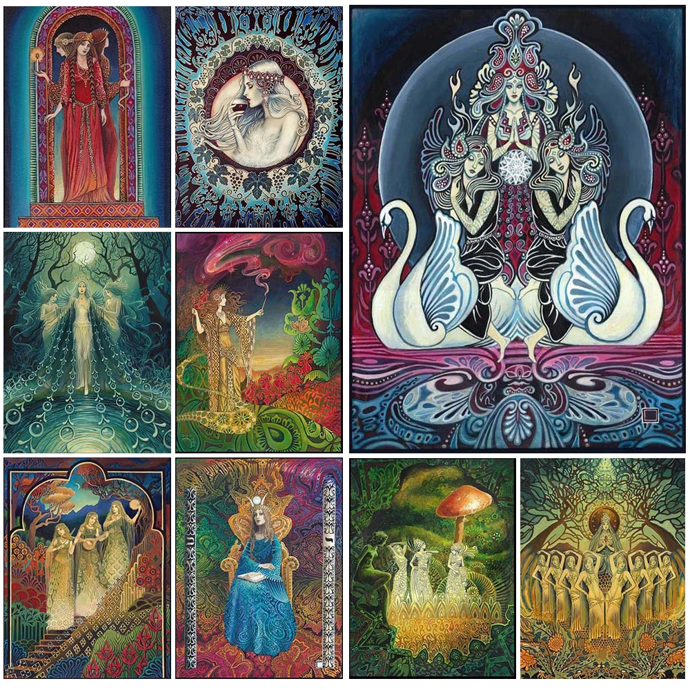 Pósteres Vintage de diosa griega de los cisnes Cygnus, cuadro sobre lienzo para pared de Reina, decoración del hogar, cuadros de pared para sala de estar sin marco