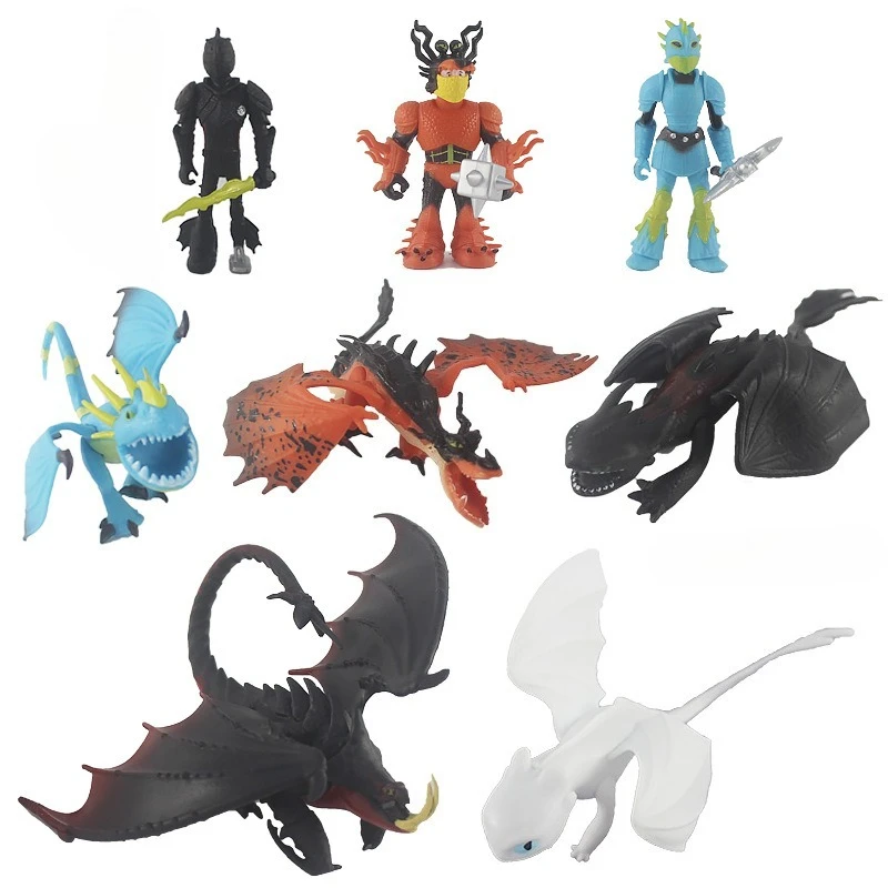 

8Pcs How To Train Your Dragon Cute Chibi Toothless & Light Fury Figurine Set Desktop Car Decoration Toy for Girls Boys