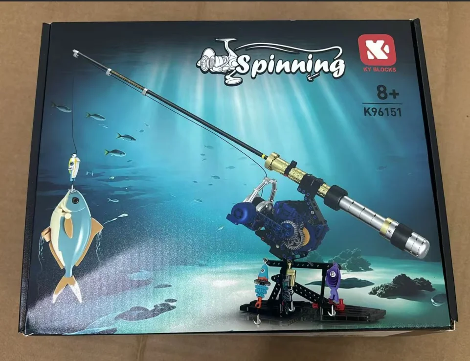 Fishing Rod Building Blocks Simulated Sea Fishing with Reel Set DIY Kit Creative Construction Toys for Fans Gift for Men Boys