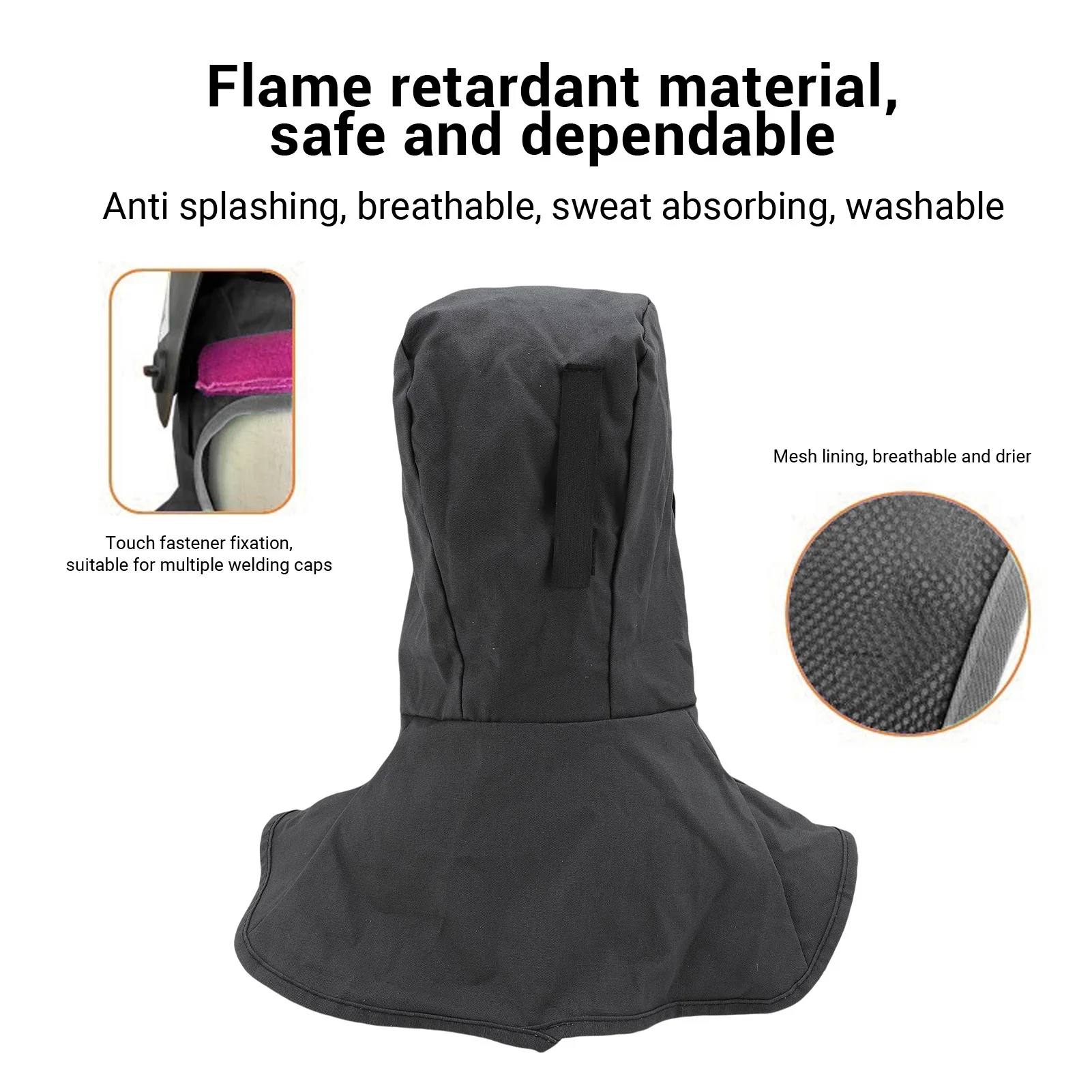 용접 후드 난연성 면 용접 커버 목 어깨 드레이프 포함 남녀 공용 회색 전면 보호