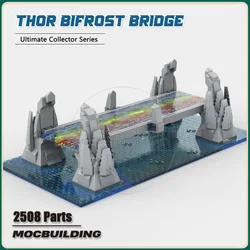 MOC Building Blocks Thor Bifrost Bridge(Damaged) With Ocean Base Architecture Technology Bricks DIY Assembly Model Toys Gifts