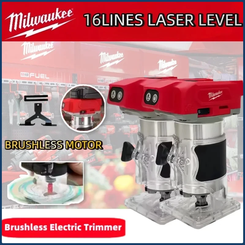 

Milwaukee Cordless 30000RPM Electric Trimmer 800W Brushless Compact Router 5-Speeds Woodworking Trimming Machine For 18V Battery