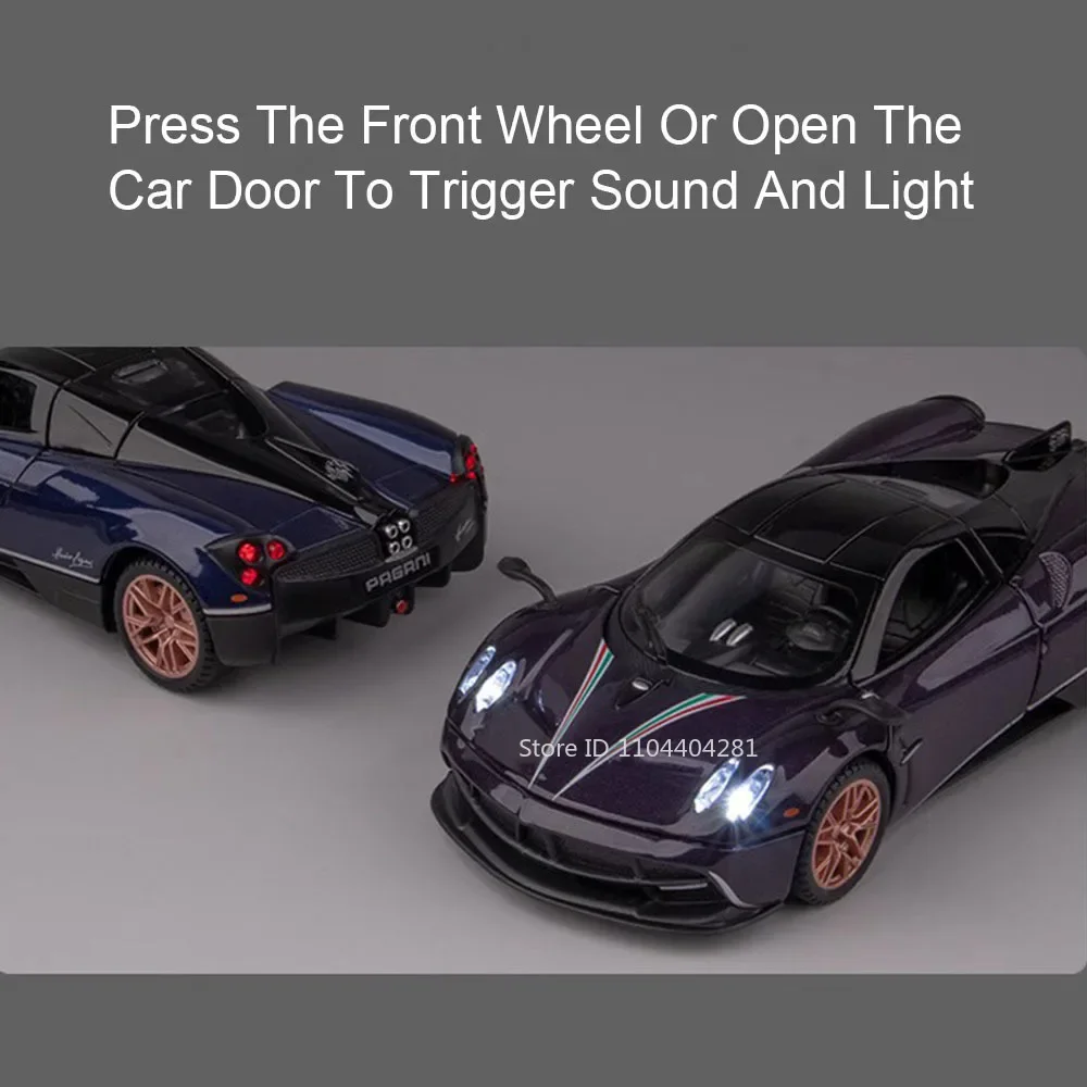 Pagani Huayra Dinastia BC, modelos de coches deportivos de aleación, juguetes fundidos, puertas, sonido abierto, luz, vehículos extraíbles, regalos para niños, 1:32