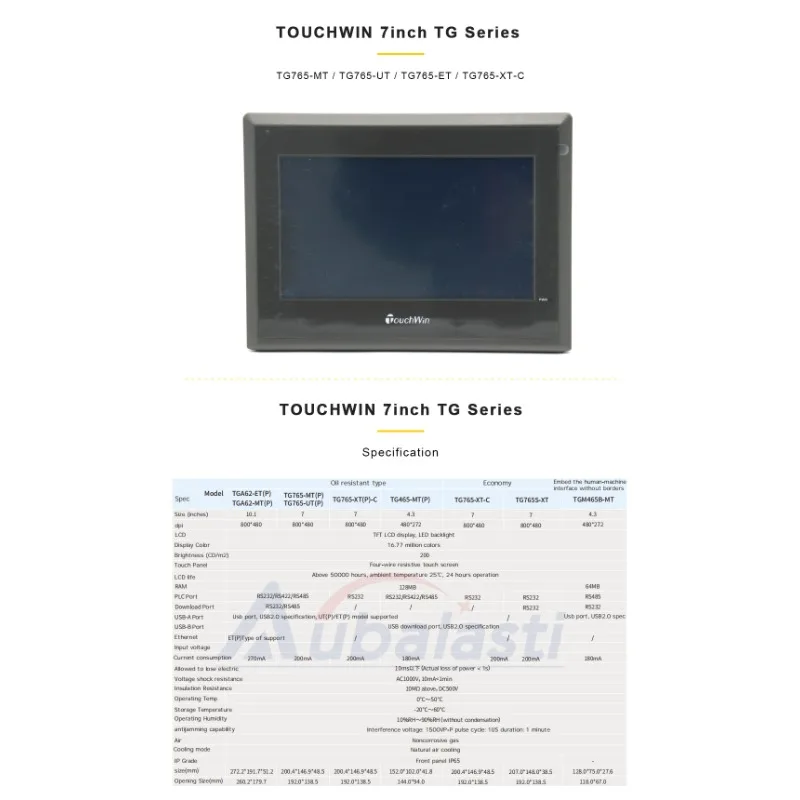 XINJE TouchWin 7 Inch TG765-MT TG765-UT TG765-ET TG765-XT-C HMI Touch Screen 800x480