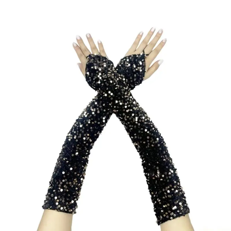 31BF Women Gloves 1920s Fingerless Gloves for Wedding Party Costume Photo Props