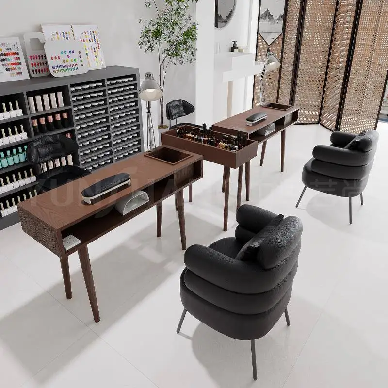 Chinesischer Massivholz-Nagelschreibtisch-Design, ästhetischer, hochwertiger Kunst-Organizer, leicht zu reinigender Maniküre-Tisch, Make-up-Nagel-Tisch-Möbel