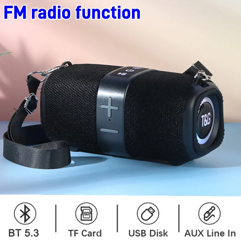 

Outdoor Bluetooth Speaker Waterproof Wireless Bass Subwoof Loudspeaker Box Support TF Card FM Radio Aux Input With LED Light