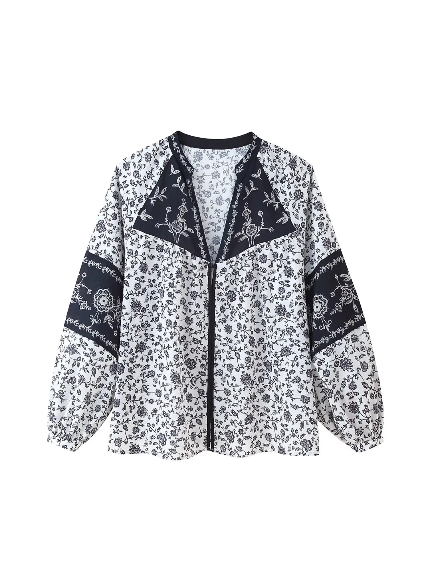 

Женские рубашки и блузки с цветочным принтом, винтажная эстетичная элегантная рубашка Y2k 2000-х годов с v-образным вырезом и длинными рукавами, осенне-весенняя одежда 2025