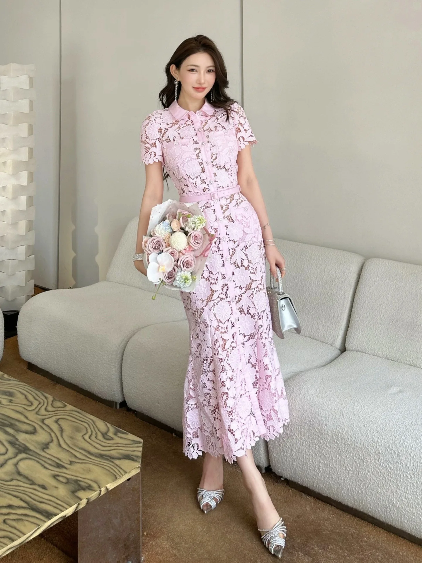 short fishtail dress Women Satin Fishtail Dress Printed Short Qipao Retro Chinese Style Cheongsam