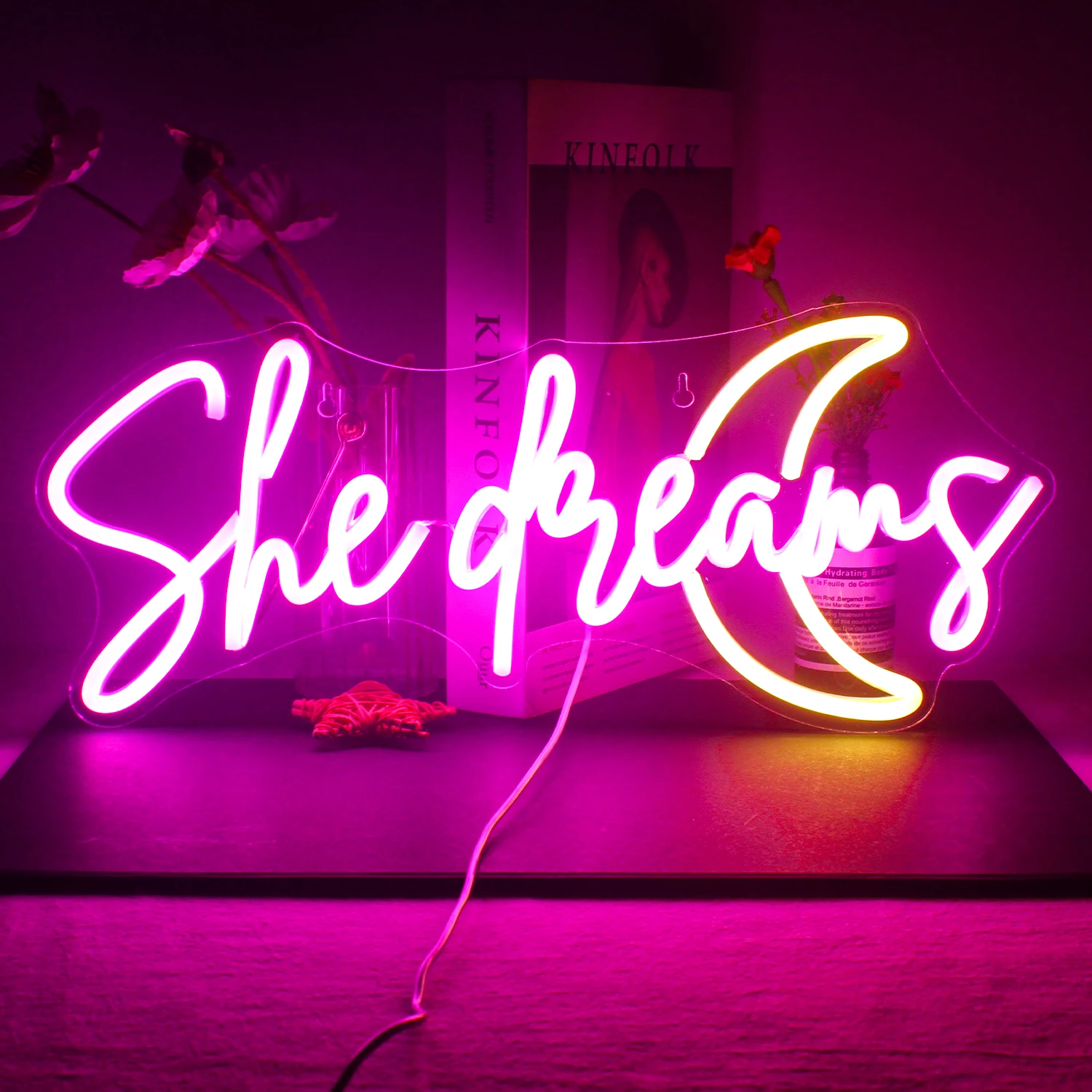 

Ineonlife She Dreams Neon Sign LED Light Bedroom Home Design Personalized Birthday Custom Wedding Wall Backgrounds For Birthday