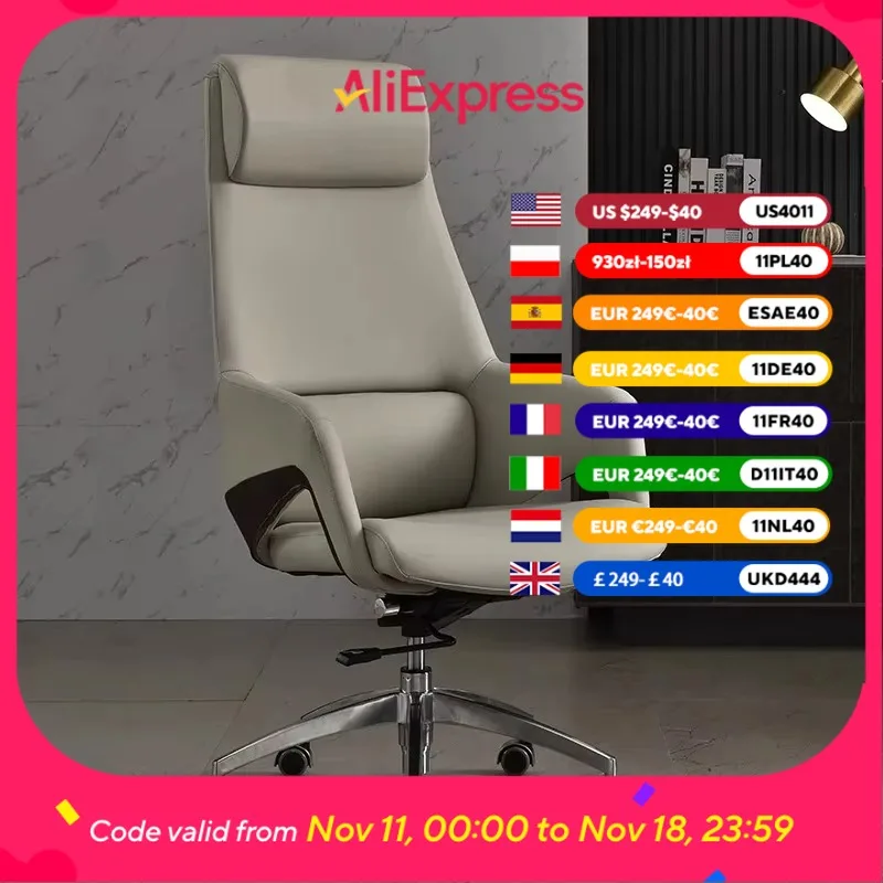 

Comfortable Gray Office Chair Headrest Nordic Swivel Armchair Office Chair Rolling Relaxing Silla De Escritorio Furniture