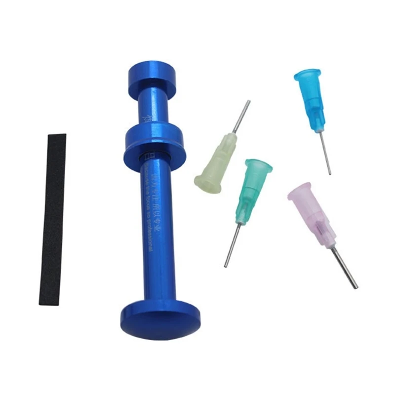 Dispenser di siringhe manuali in lega di alluminio strumento a stantuffo paste di flusso di saldatura Booster per maschera di saldatura UV spingiolio per saldatura a inchiostro