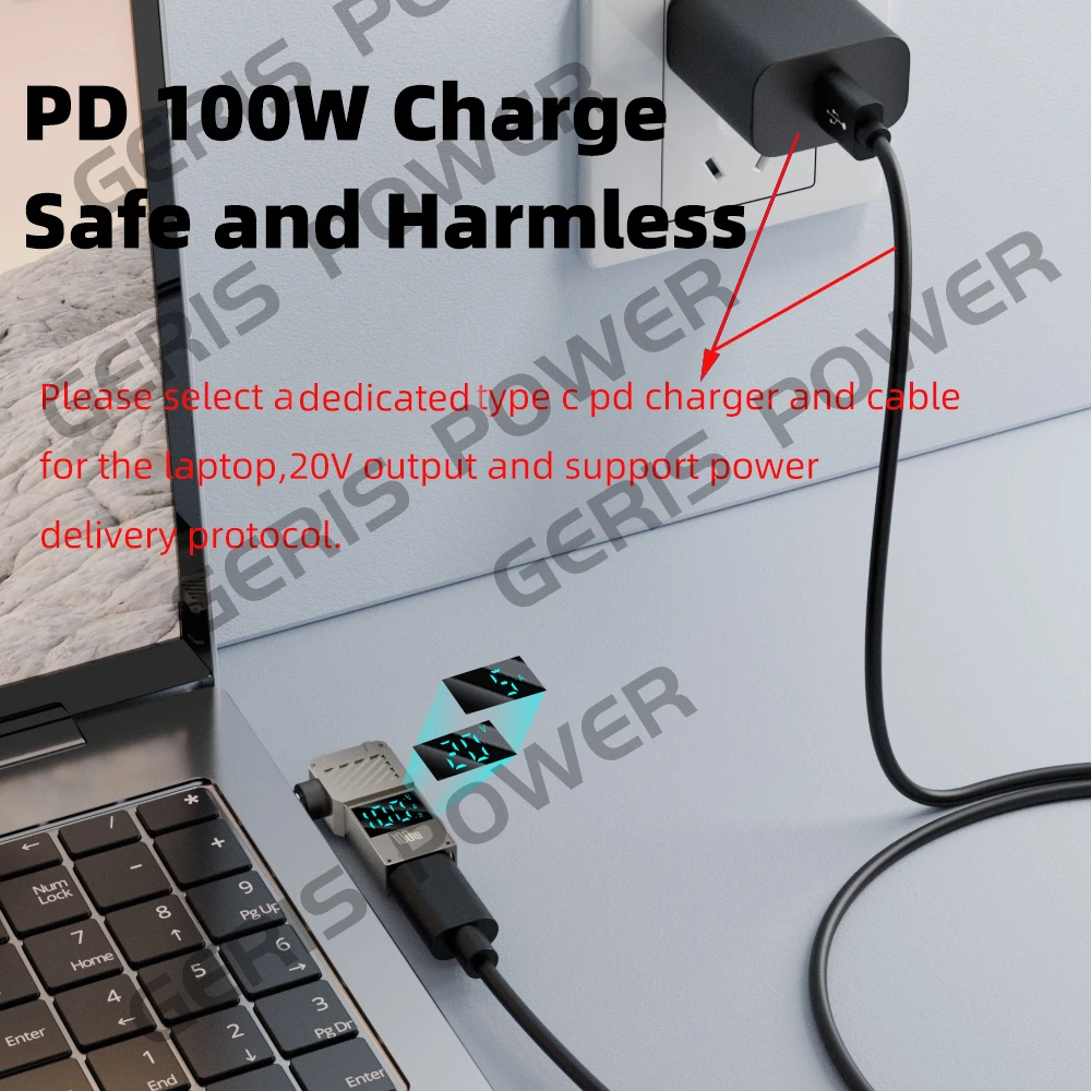 ​ PD100W Type-C-DC 플러그 변환기 USB C-노트북 충전 어댑터 Lenovo Asus HP Dell Samsung 용 전원 충전기 커넥터 팁