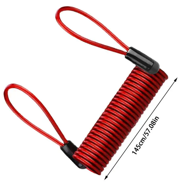 145cm Motorcycle Scooter Disc Lock Reminder Cable Anti Theft Protection Disc Lock Cable Security Steel Wire Spring Helmets Lock