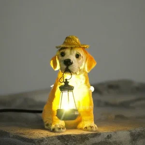 

Solar Powered Dog Lantern Resin Garden Decor Outdoor Home Balcony Night Light Ornament For Yard Patio Eco Friendly