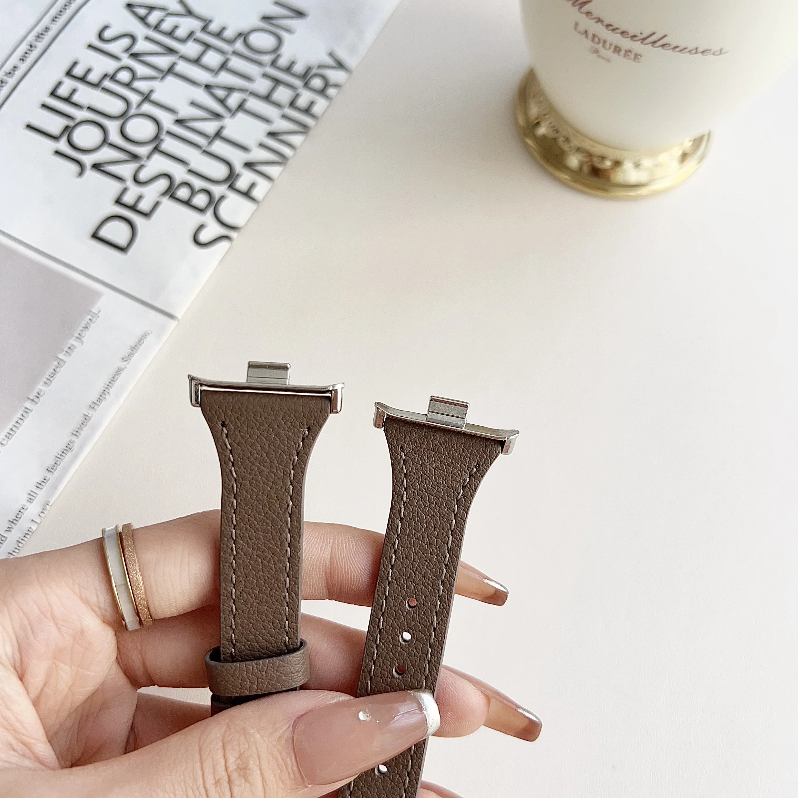 Pulseira de couro ferradura, Pulseira para relógio Redmi 4, Xiaomi Band8 Pro