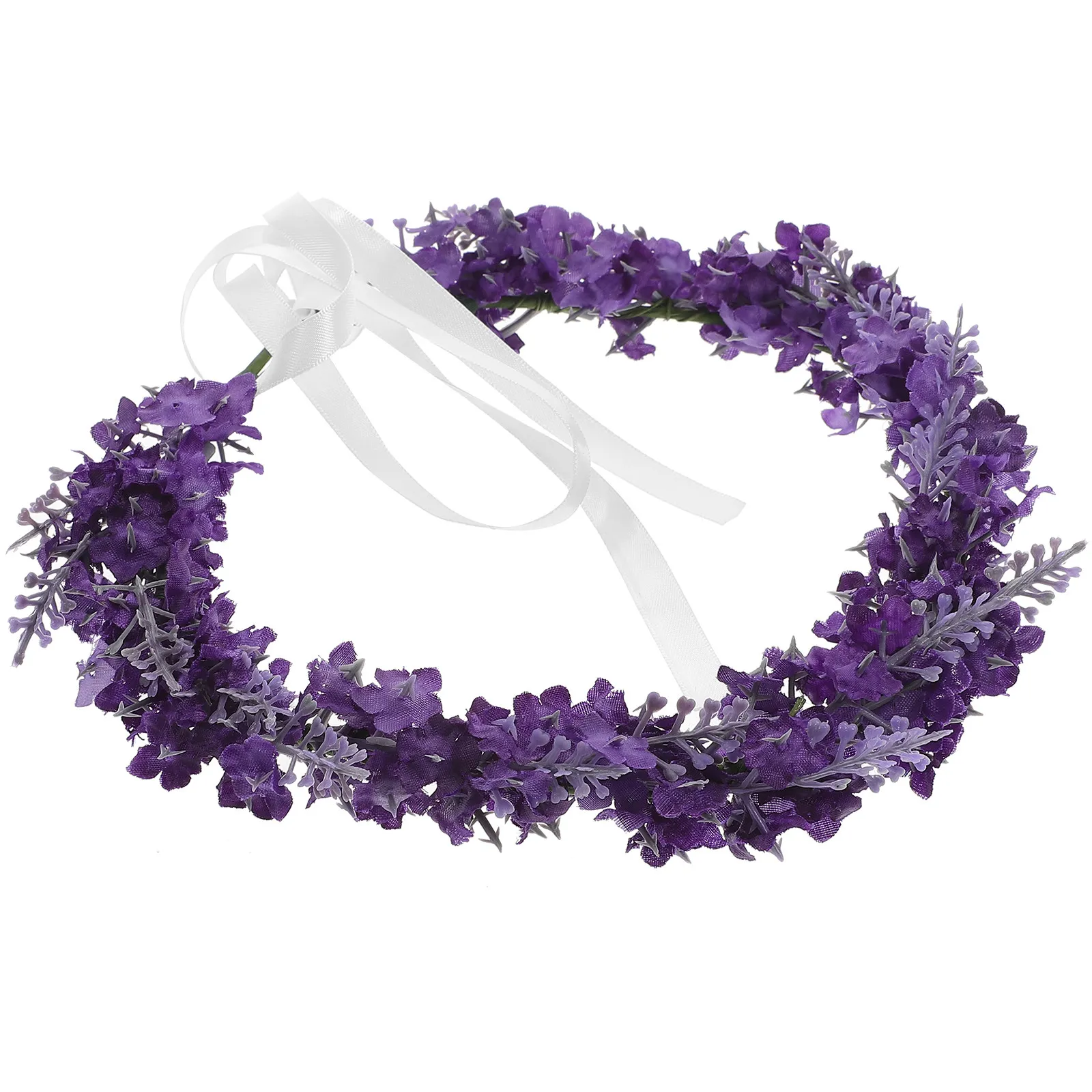 

Lavender Flower Garland Floral Headband Simulation Cloth Accessory Realistic Texture for Wedding Party Prom Birthday Celebration