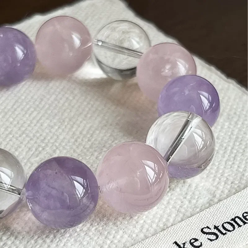 Early morning glow large particle white crystal lavender amethyst powder crystal bracelet clear treasure bracelet gift