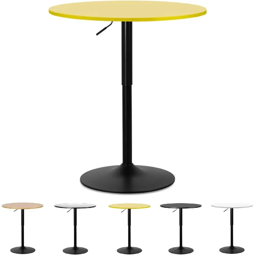 

Round Top Adjustable Height Bistro Table, Durable for Home, Pub, Restaurant, Outdoor Use, Yellow