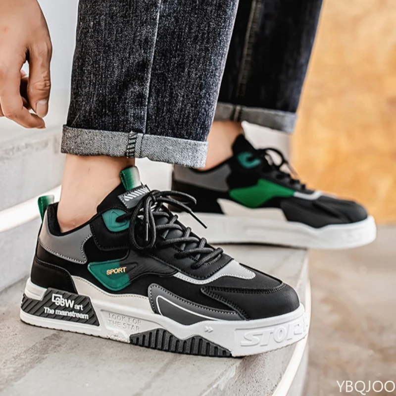 大きいサイズのカジュアルで快適なボードシューズ、ファッショナブルで多用途なスポーツシューズ、春夏新作、レースアップ、厚底、シンプルなメンズシューズ