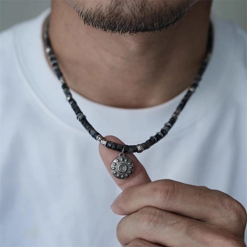

Vintage Grey Tiger Eye Stone Punk Style Pendant For Women Men Fashion Necklace Sweater Chain Jewelry Boyfriend Gift