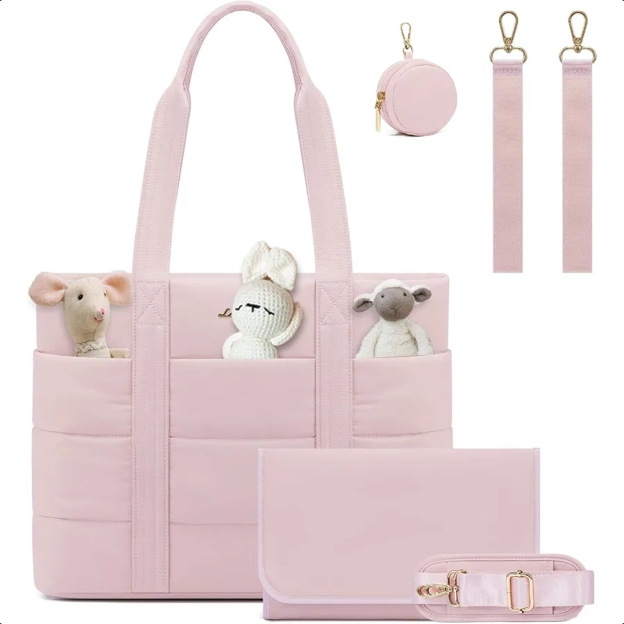 

Сумка для подгузников LOVEVOOK, сумка-пуховик 15,6 дюйма, сумка для детских подгузников, водонепроницаемая дорожная сумка для подгузников с пеленальной подушечкой, чехол для соски