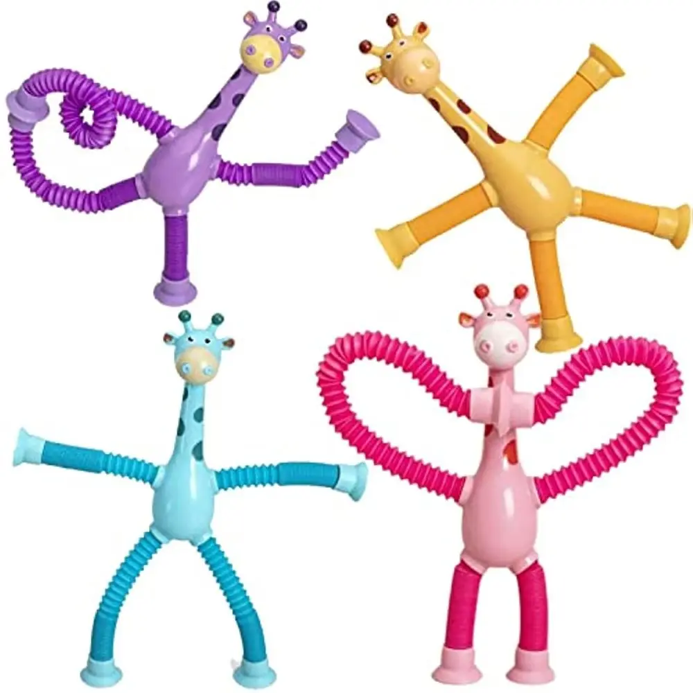 Party Favors Luminous Educational Sensory Toys Stress Release Animal Sucker Toys Giraffe Pop Tubes