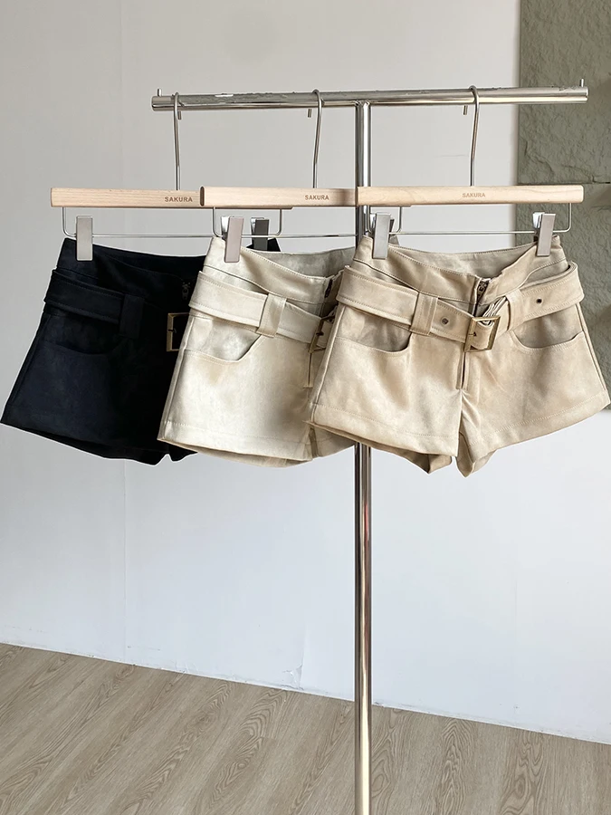 アメリカンスレ ハイウエスト スエード ワークウェア オルツ レディース 秋冬新作 ハイウエスト 着痩せ 小さいサイズ 多用途 ホットパンツ