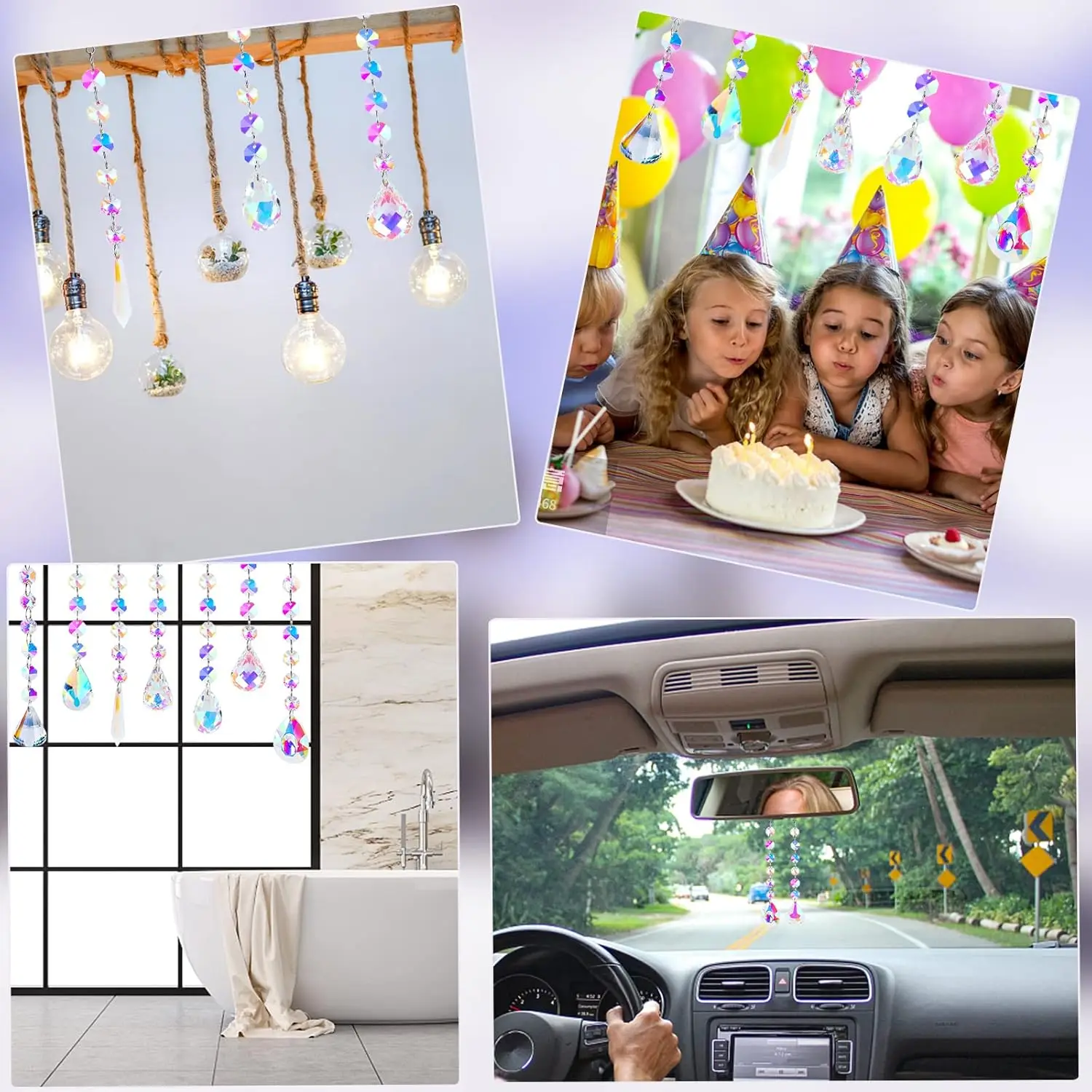 8 قطع من صائد الشمس الكريستالي، صائد الشمس للنافذة المعلقة بالكريستال المعلق على شكل قوس قزح، ديكور منشور قطرة زجاجية للزينة