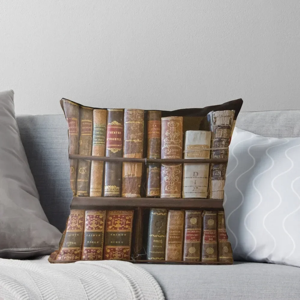 Old books on shelf Throw Pillow Sofa Cushions Cover Luxury Living Room Decorative Cushions Pillow