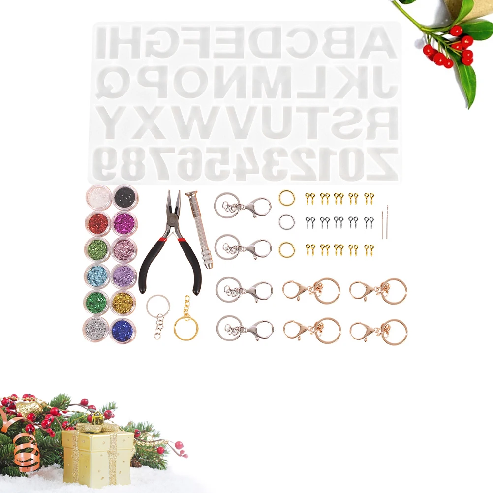 

106pcs Pendant Accessories Silicone Jewelry Molds DIY Epoxy Kit Letter Sequins Nails Chain Keychain Rings Clamp Tool Gift
