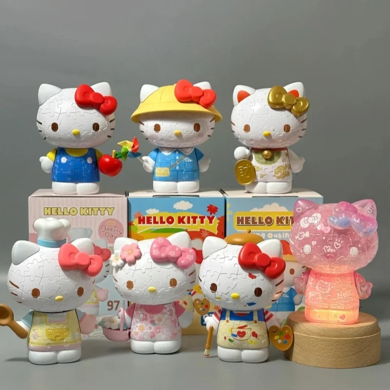 3d-Jp Kawaii Sanrio Hello Kitty 50th Anniversary Series Anime Figurines Ornaments Hellokitty 3d Diy Toys For Girls Birthday Gift